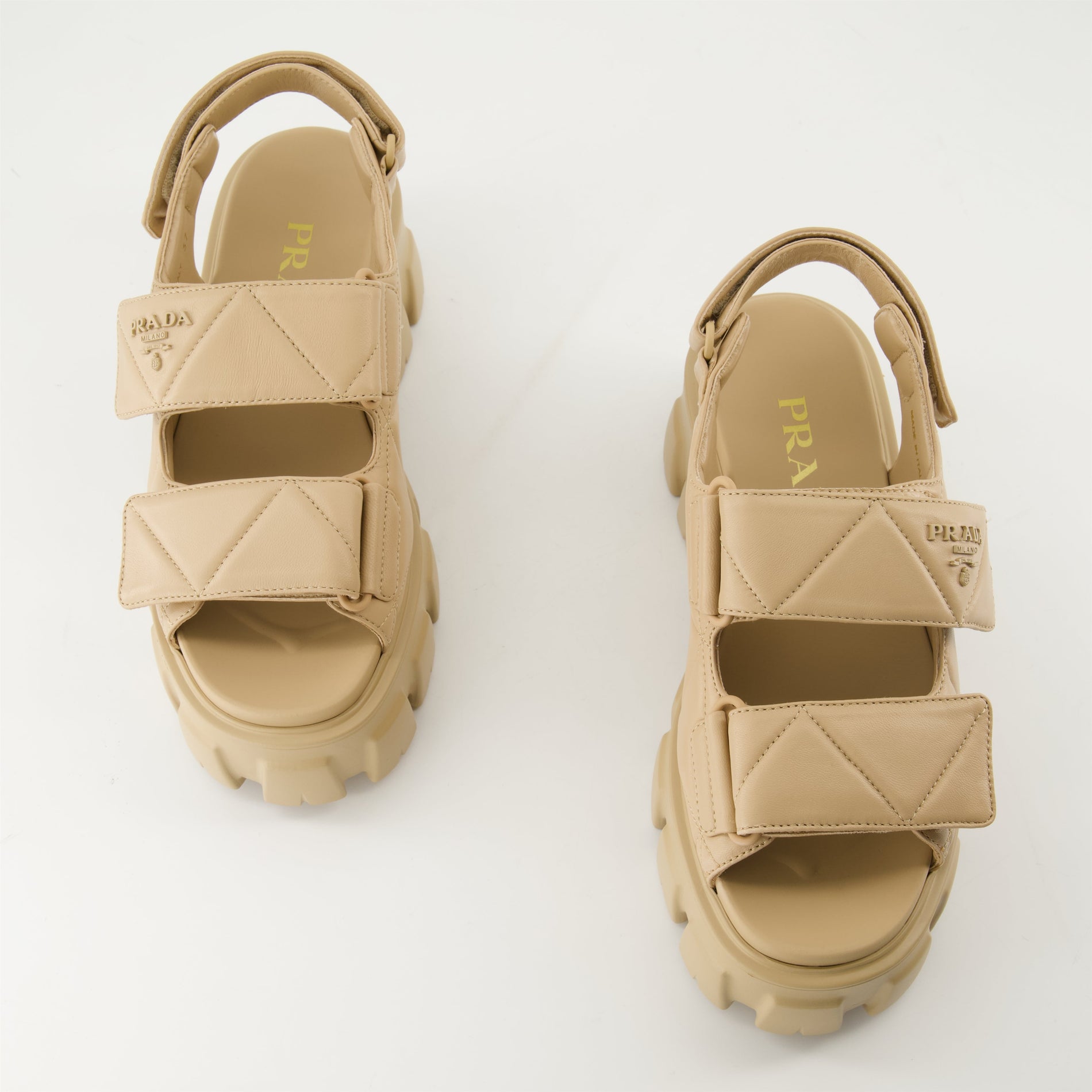 Prada Quilted Platform Sandals-Beige - image 6