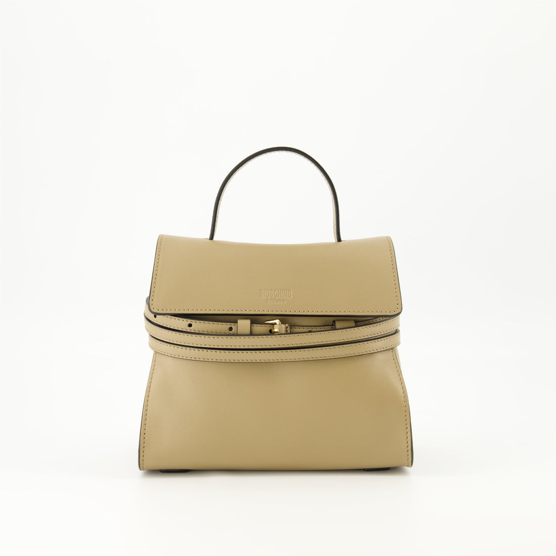 Tie Me Leather shoulder bag ( Beige)