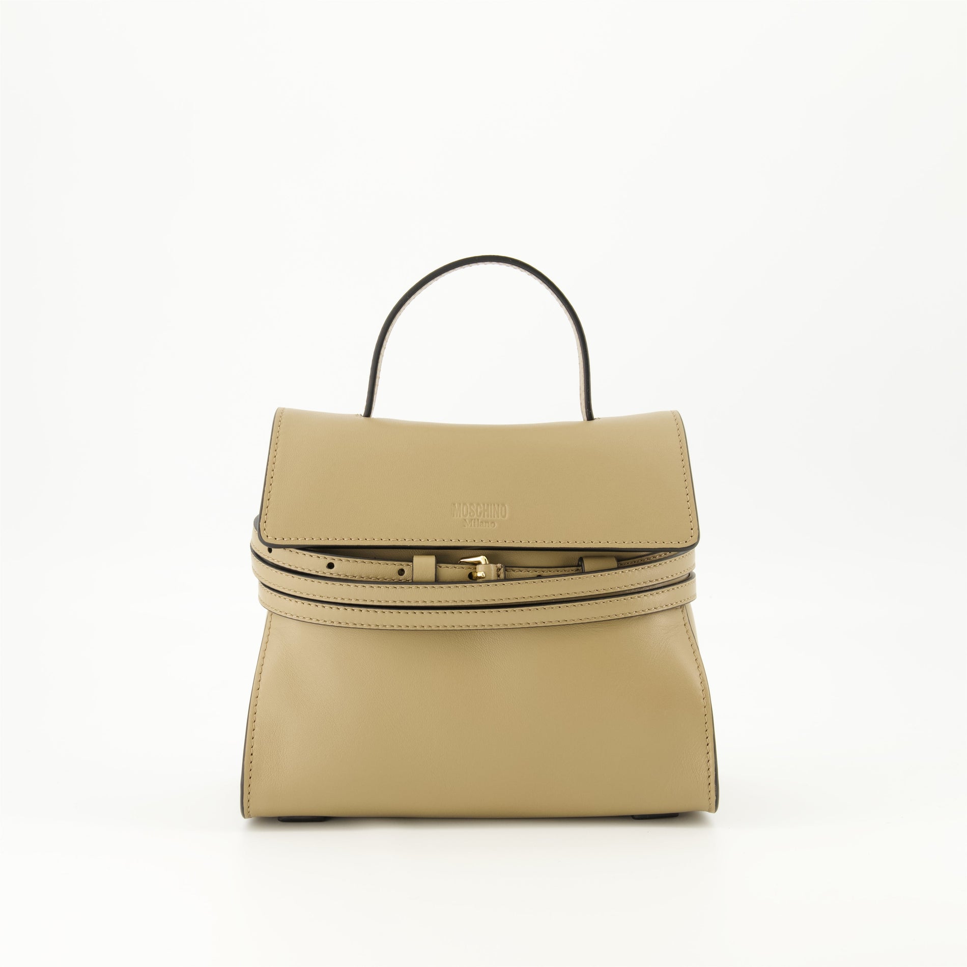 Moschino Tie Me Leather shoulder bag ( Beige)