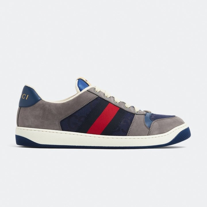 Gucci Screener Sneakers in Blue GG Canvas & Grey Suede - image 13