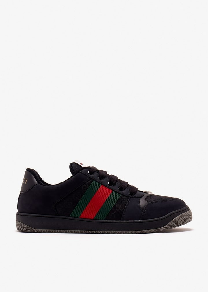 Gucci Screener Sneakers in Black with Web Stripe