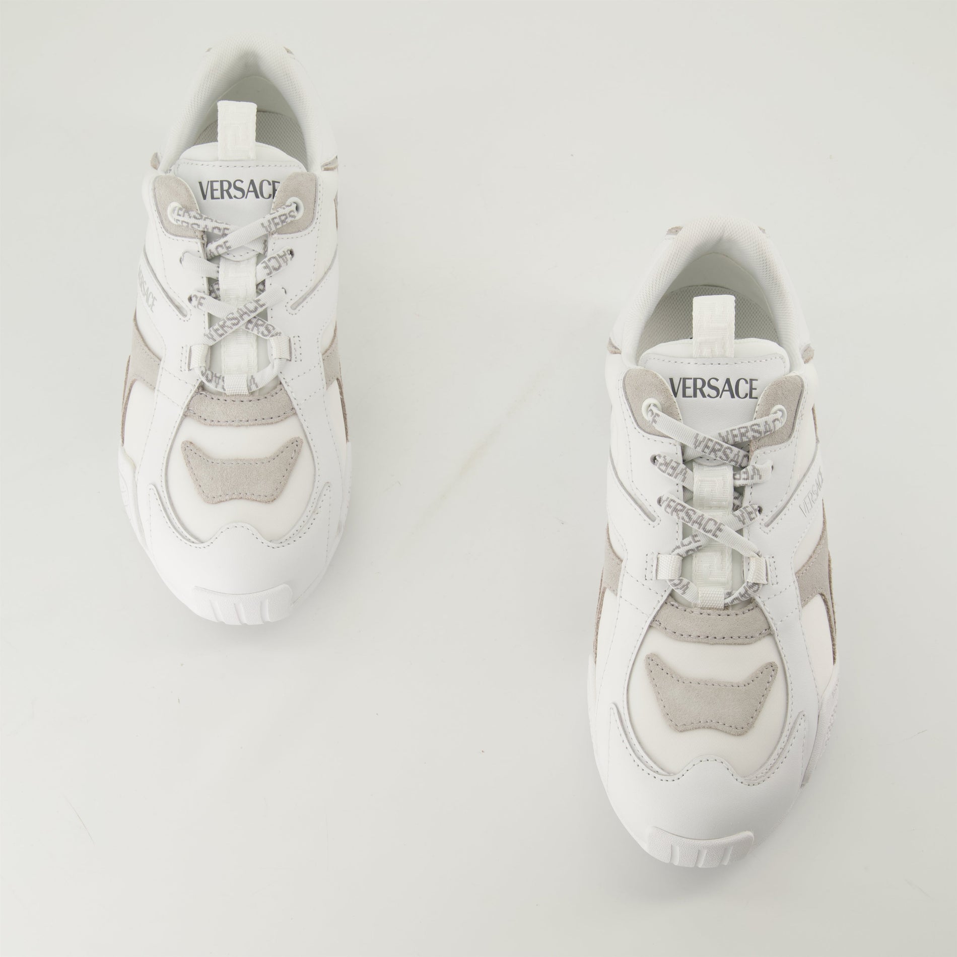 Versace White and Beige Panel Sneakers - image 6