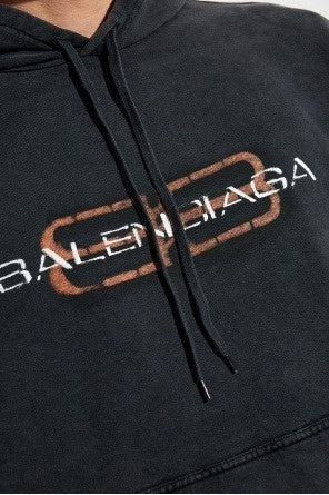 Balenciaga Black Vintage Logo Oversized Hoodie - image 5