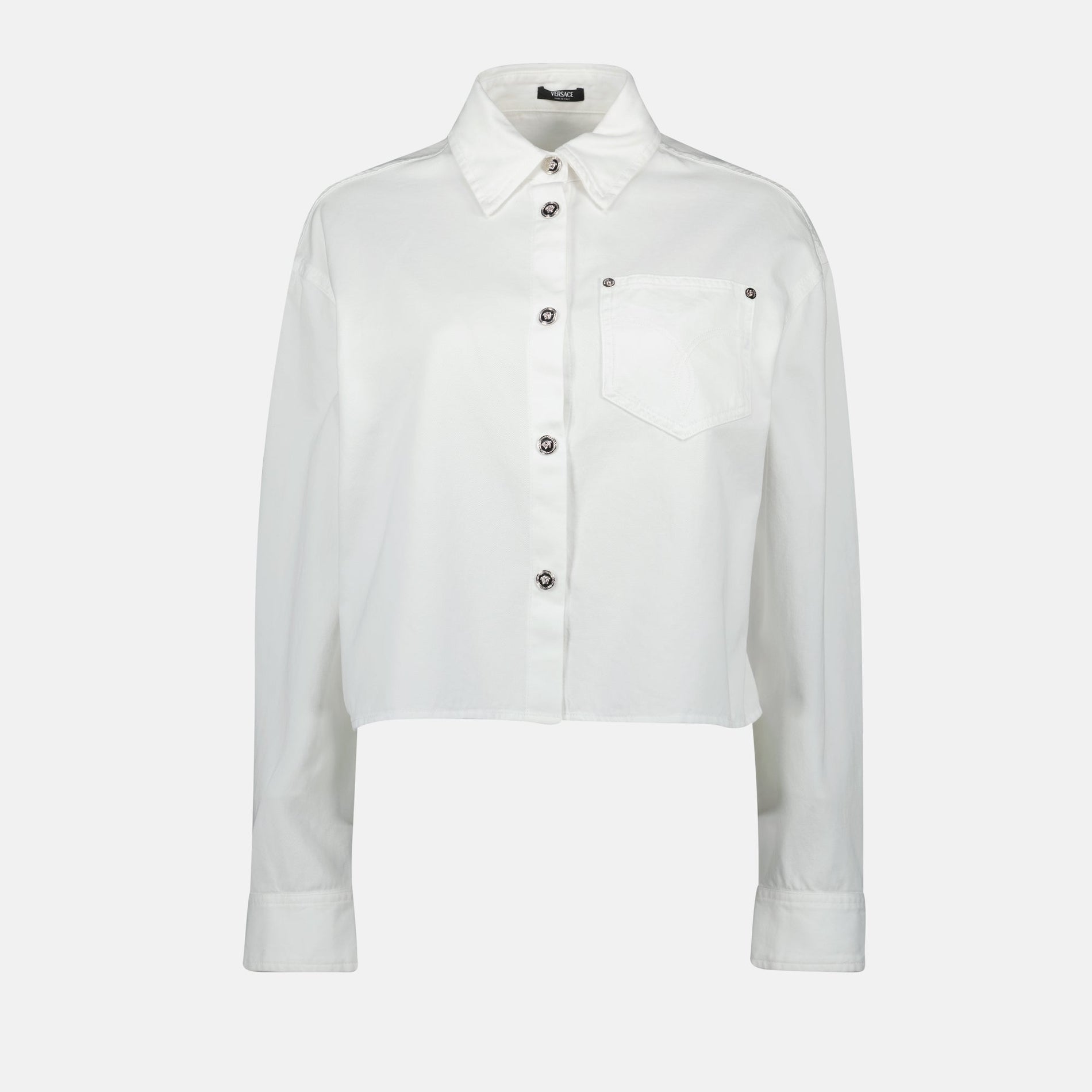 Versace Cropped White Button-Up Shirt