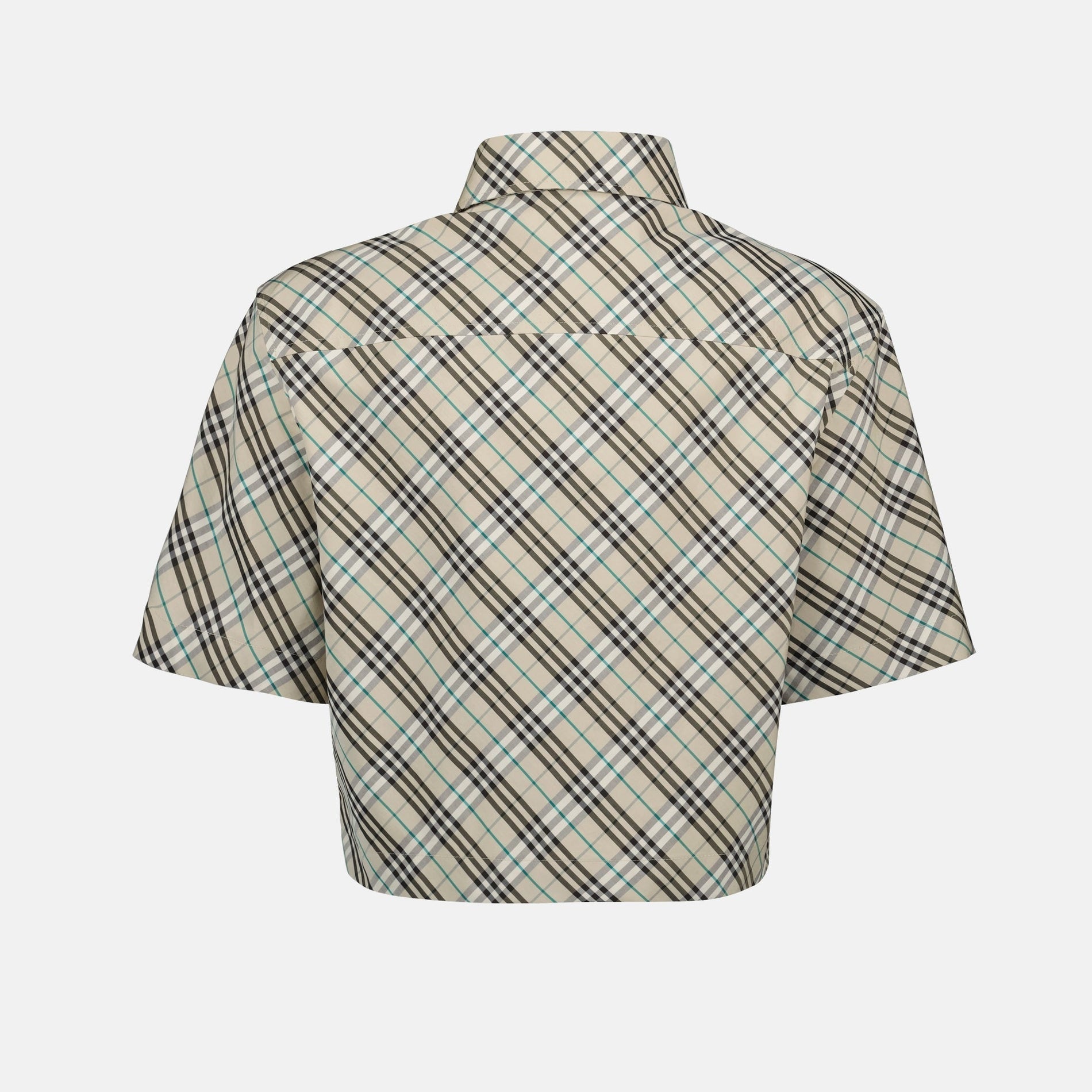 Burberry Cropped Short Sleeve Shirt-Ice Blue - image 4