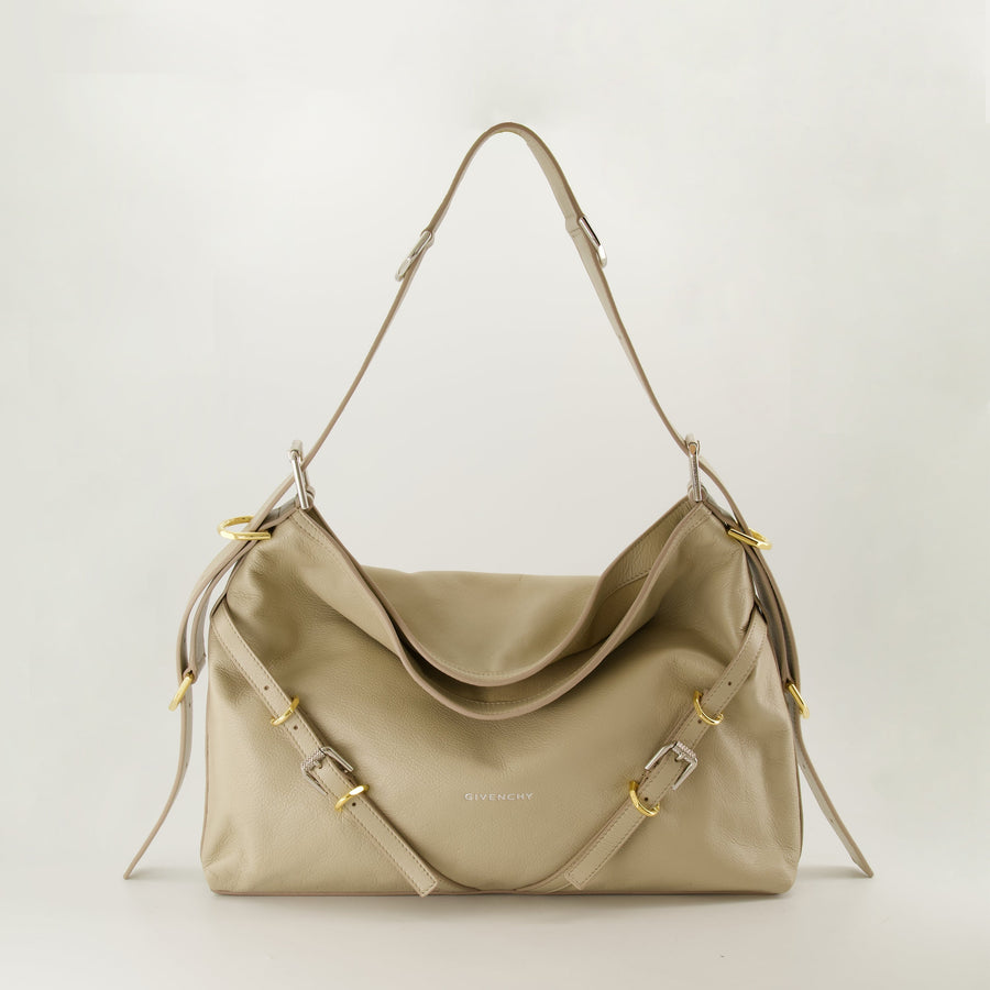 Givenchy Beige Leather Slouchy Shoulder Bag with Harness Detail