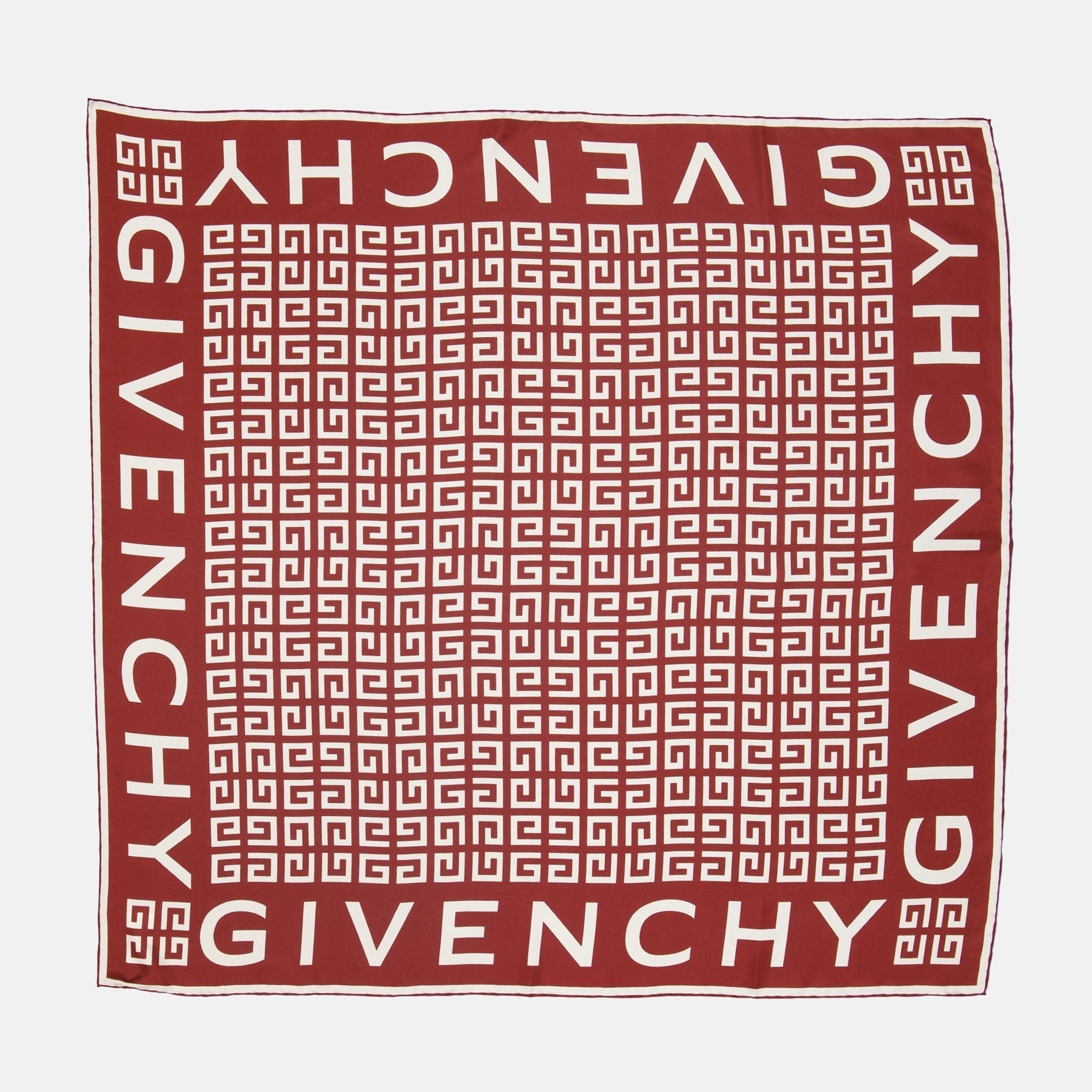 Givenchy Monogram Border Scarf – Red & White