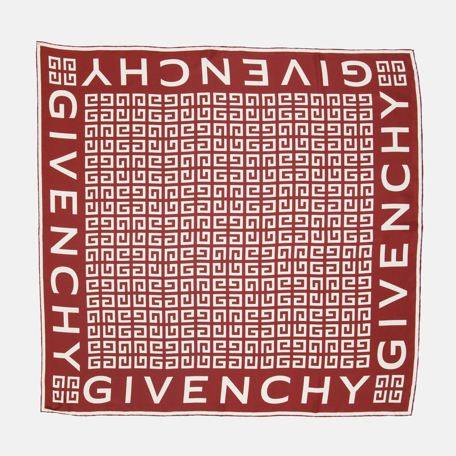 Givenchy Monogram Border Scarf – Red & White