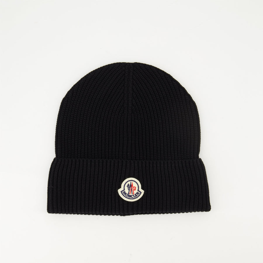 Moncler Black Knit Beanie