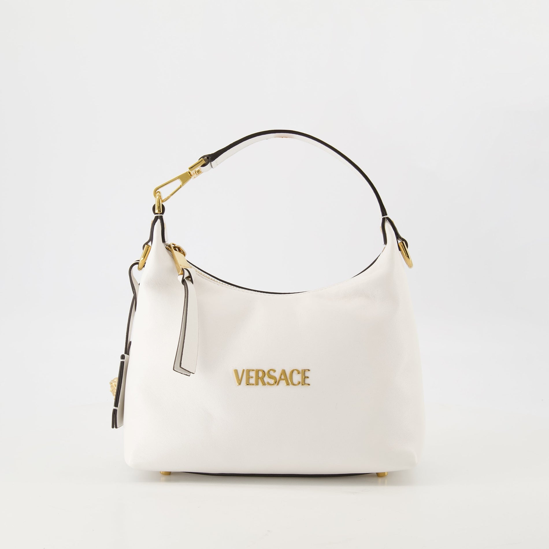 Versace Logo Hobo Bag – White