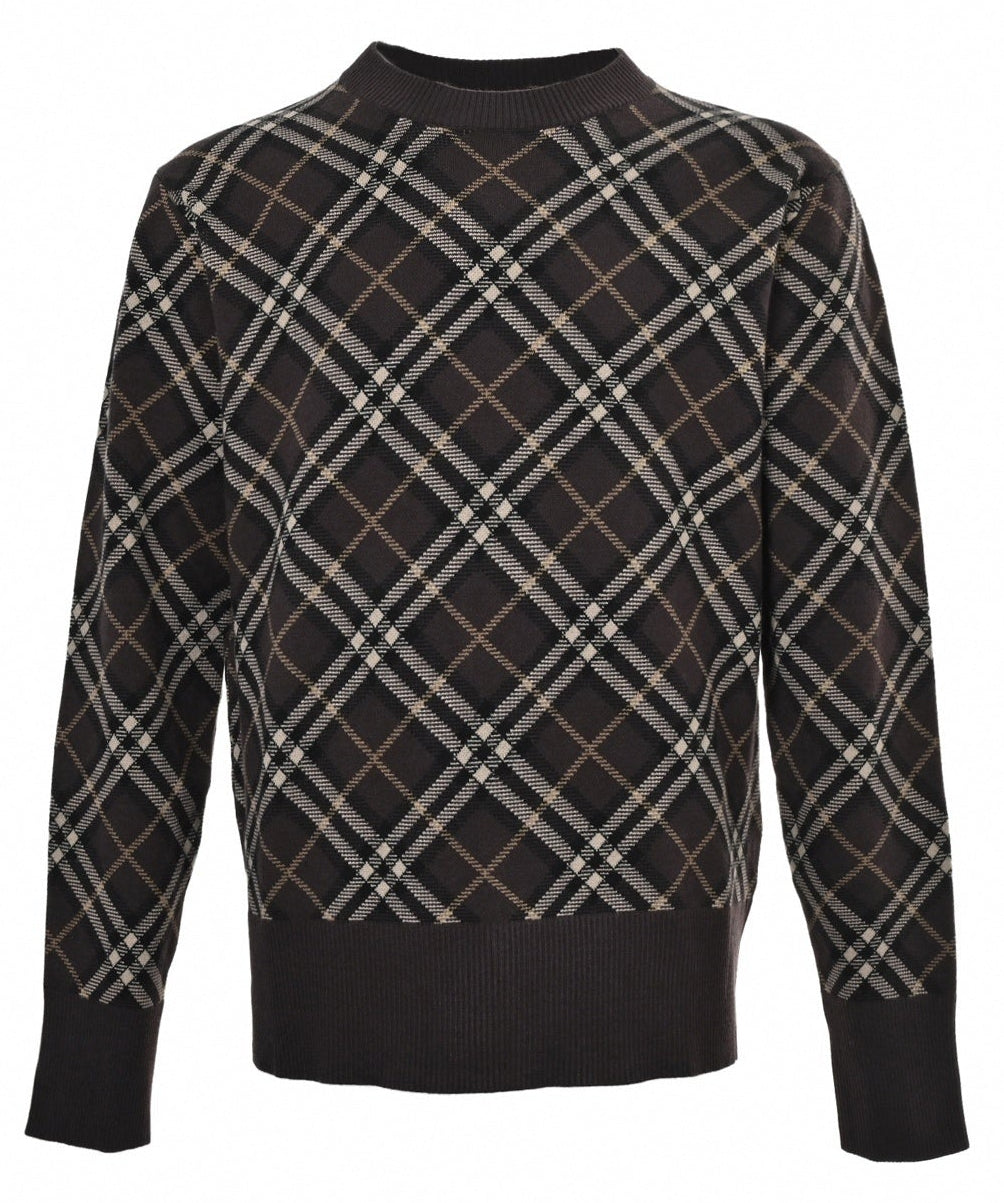 Burberry Brown Checked Wool Jumper