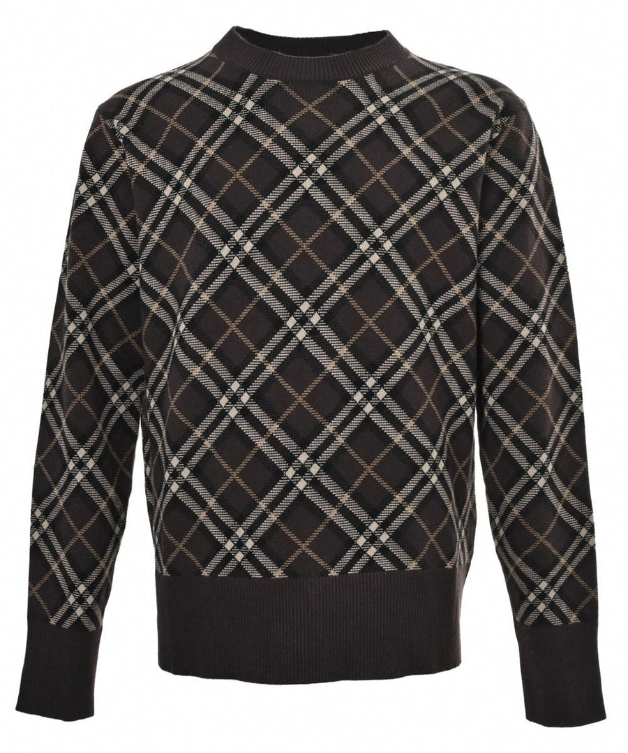 Burberry Brown Checked Wool Jumper