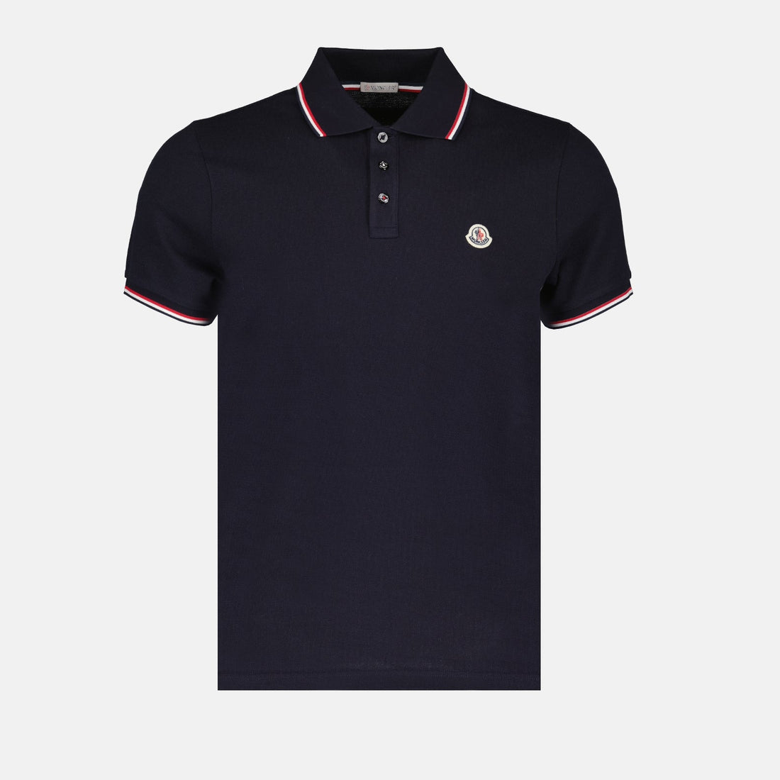 Navy Polo Shirt with Tricolour Trim
