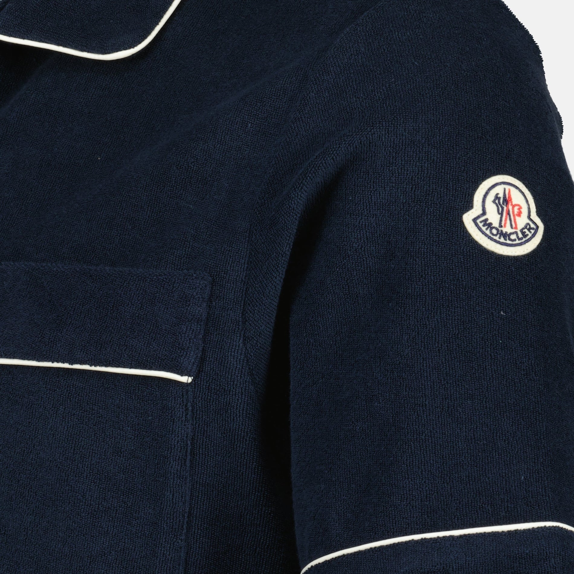 Moncler Navy Towelling Polo with Contrast Trim - image 7