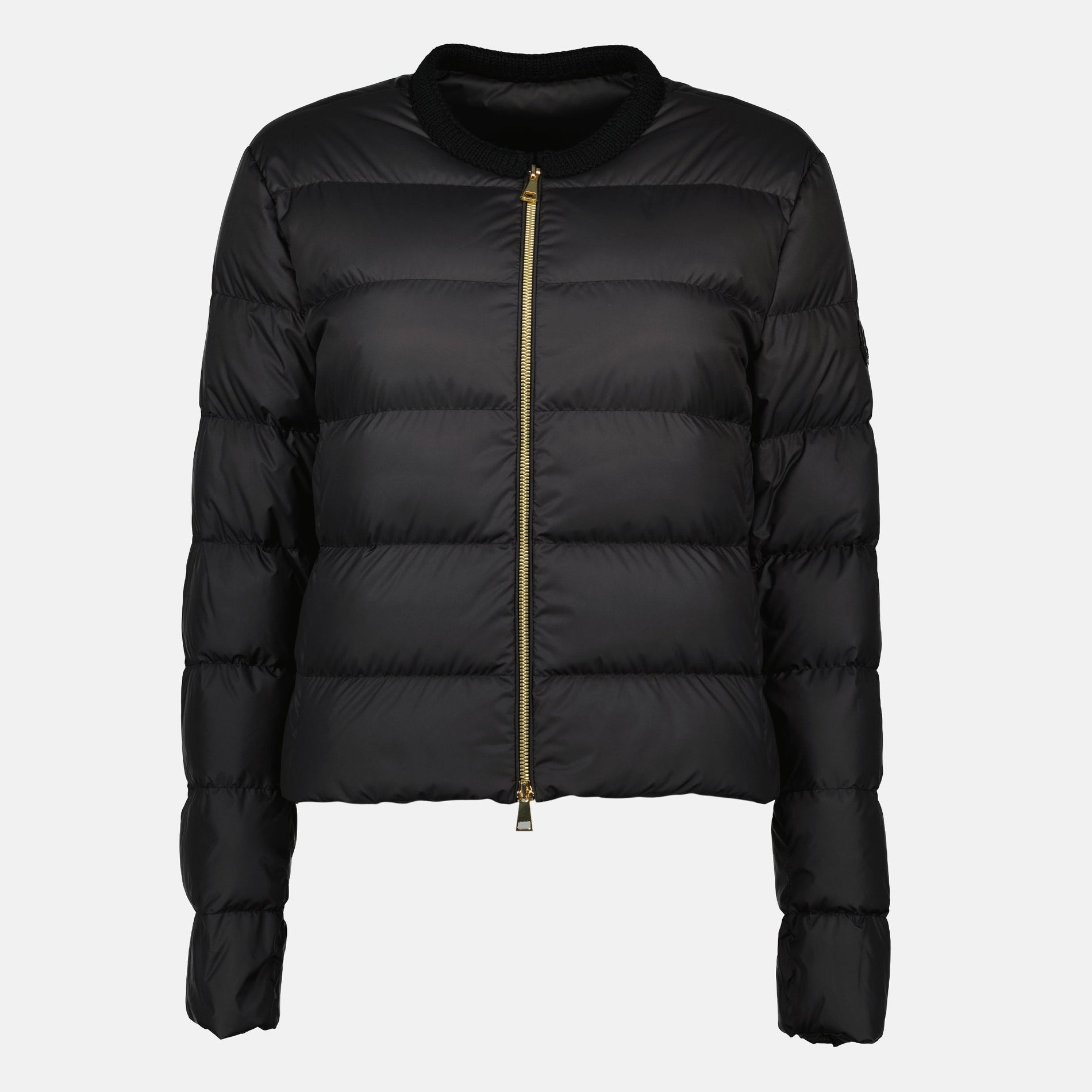 Moncler Cropped Down Jacket with Gold Zip