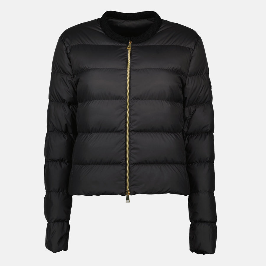Moncler Cropped Down Jacket with Gold Zip