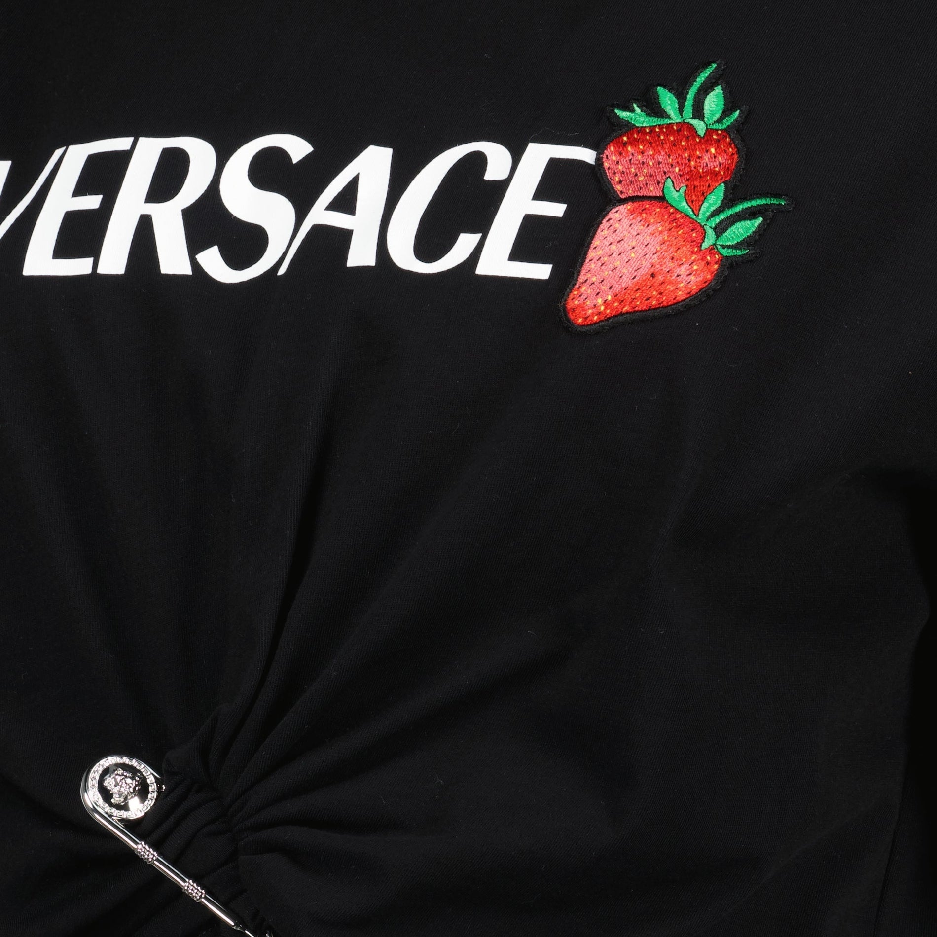 Versace Strawberry Logo Twist Crop T-Shirt - image 5
