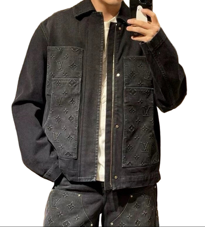 Louis Vuitton Black Monogram Embossed Denim Jacket - image 5