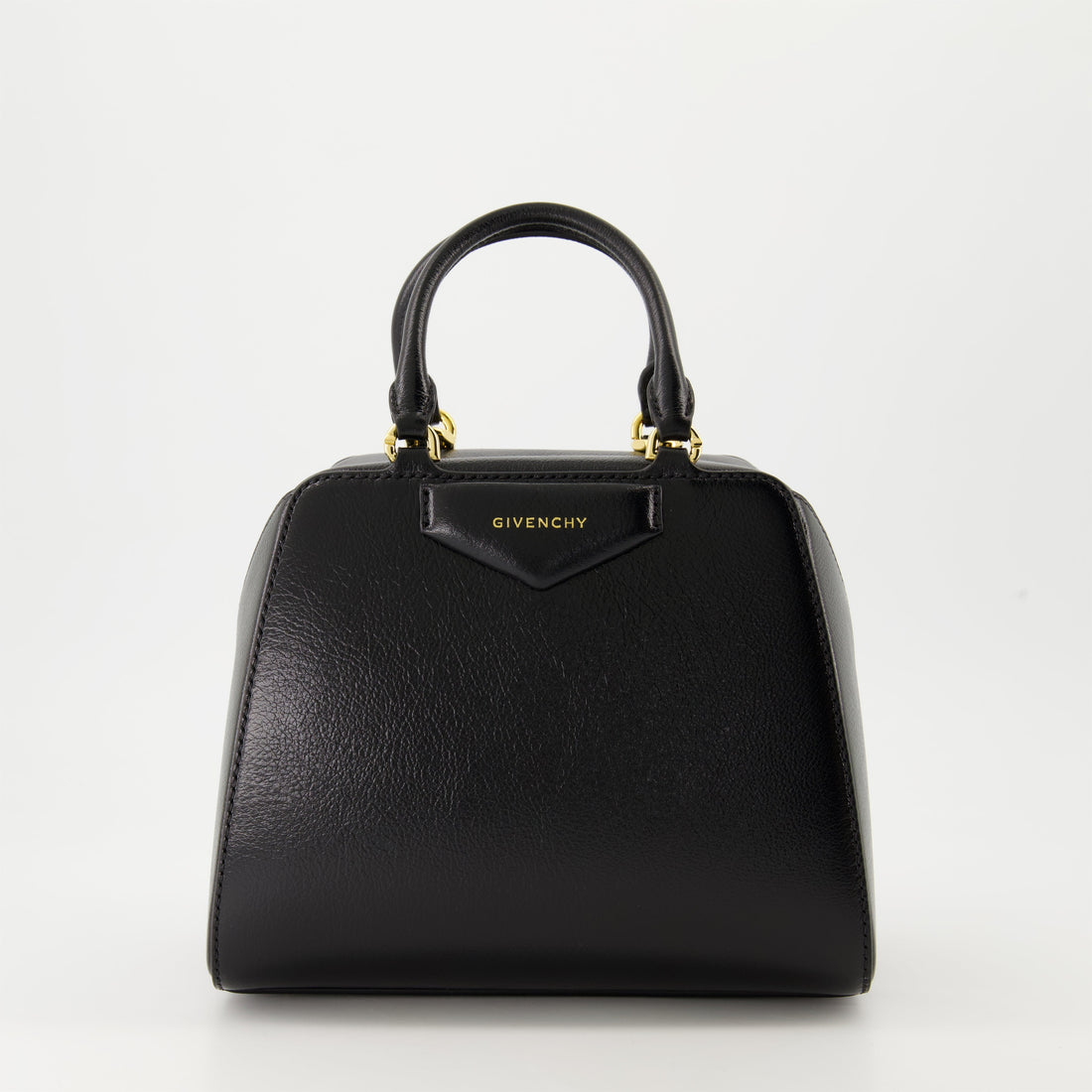Small Antigona Top Handle Bag in Black Leather