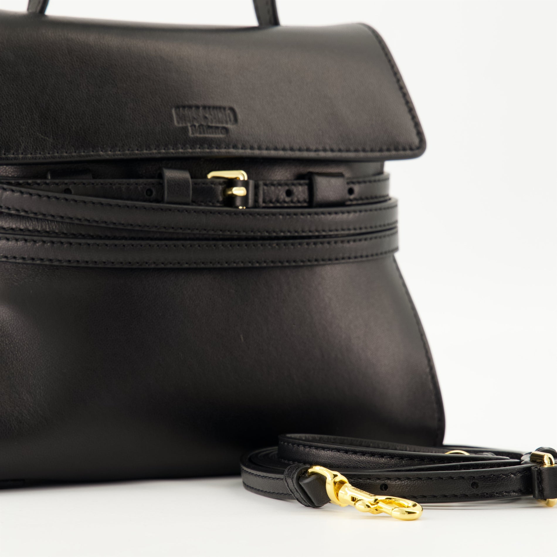 Moschino Tie Me Leather shoulder bag (Black) - image 3