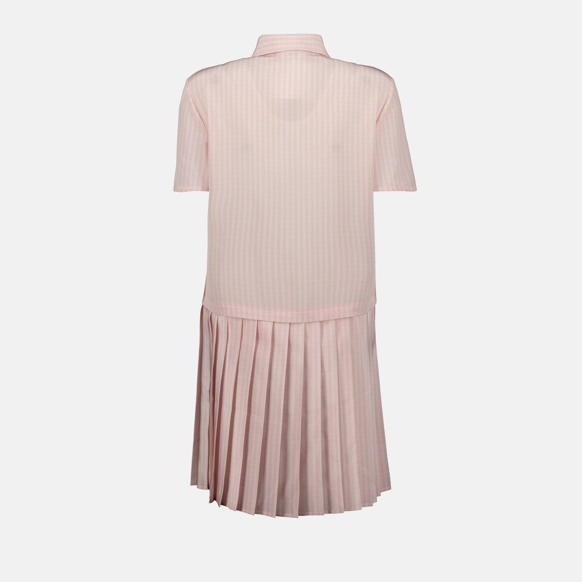Versace Striped Pleated Shirt Dress - image 2