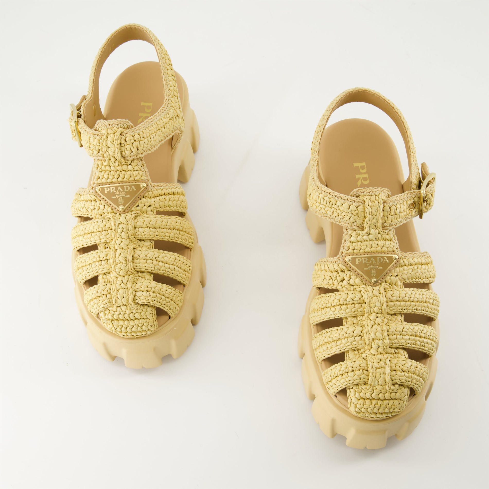 Prada Raffia Platform Sandals - image 6