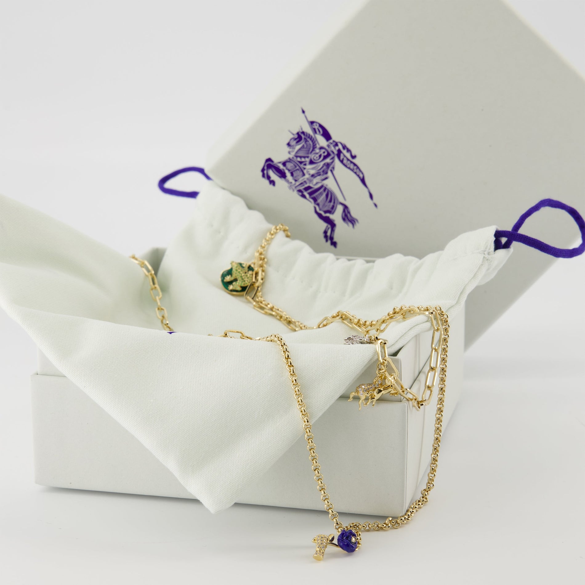 Burberry Layered Charm Chain Necklace with Gem Accent - image 4