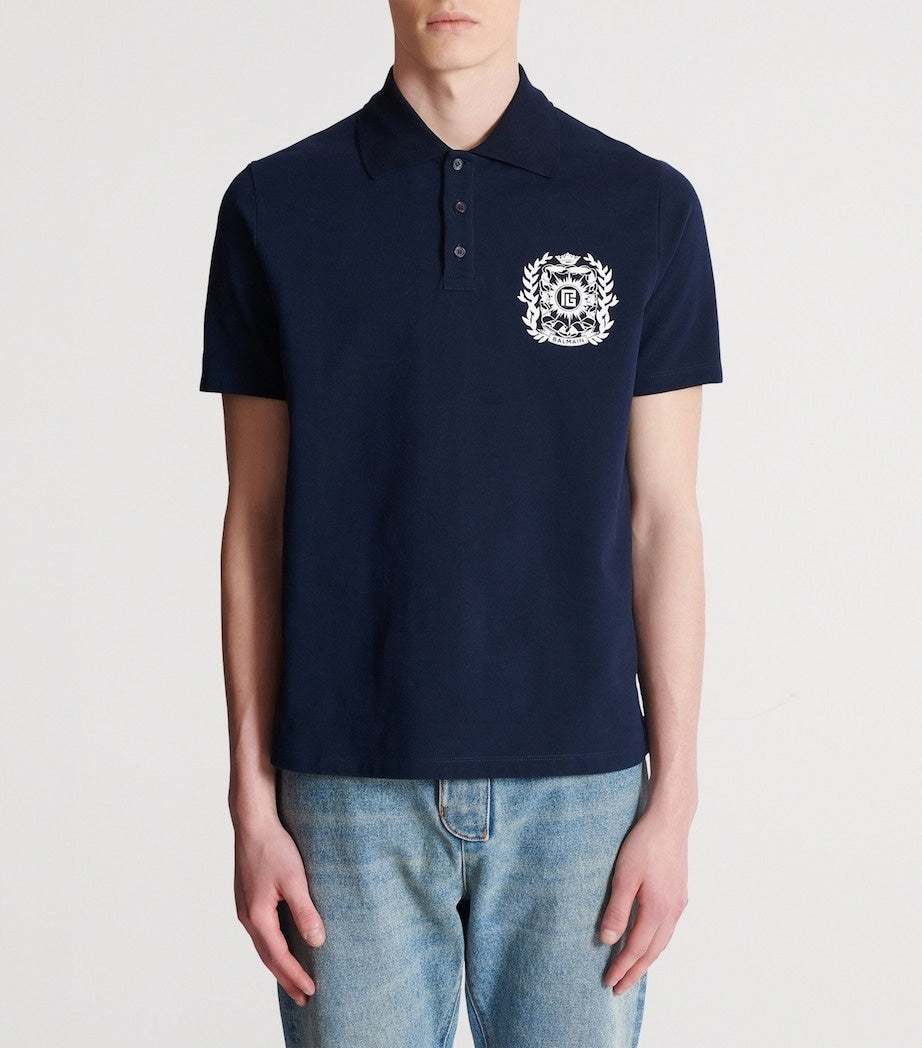 Balmain Crest Cotton Polo Shirt - image 3