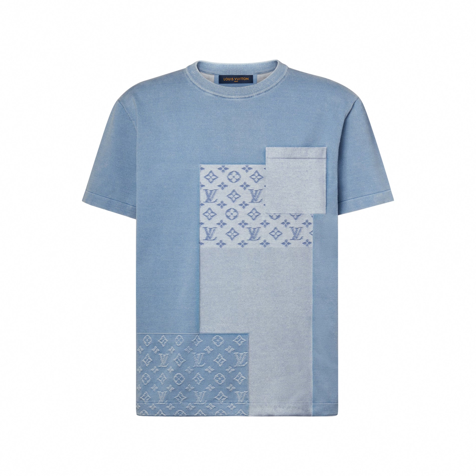 Louis Vuitton Knitted Patchwork Denim Short-Sleeved Crewneck
