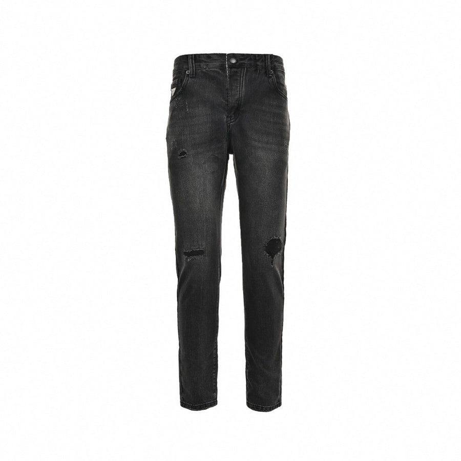 Prada Distressed Black Denim Jeans with Embroidered Back Logo