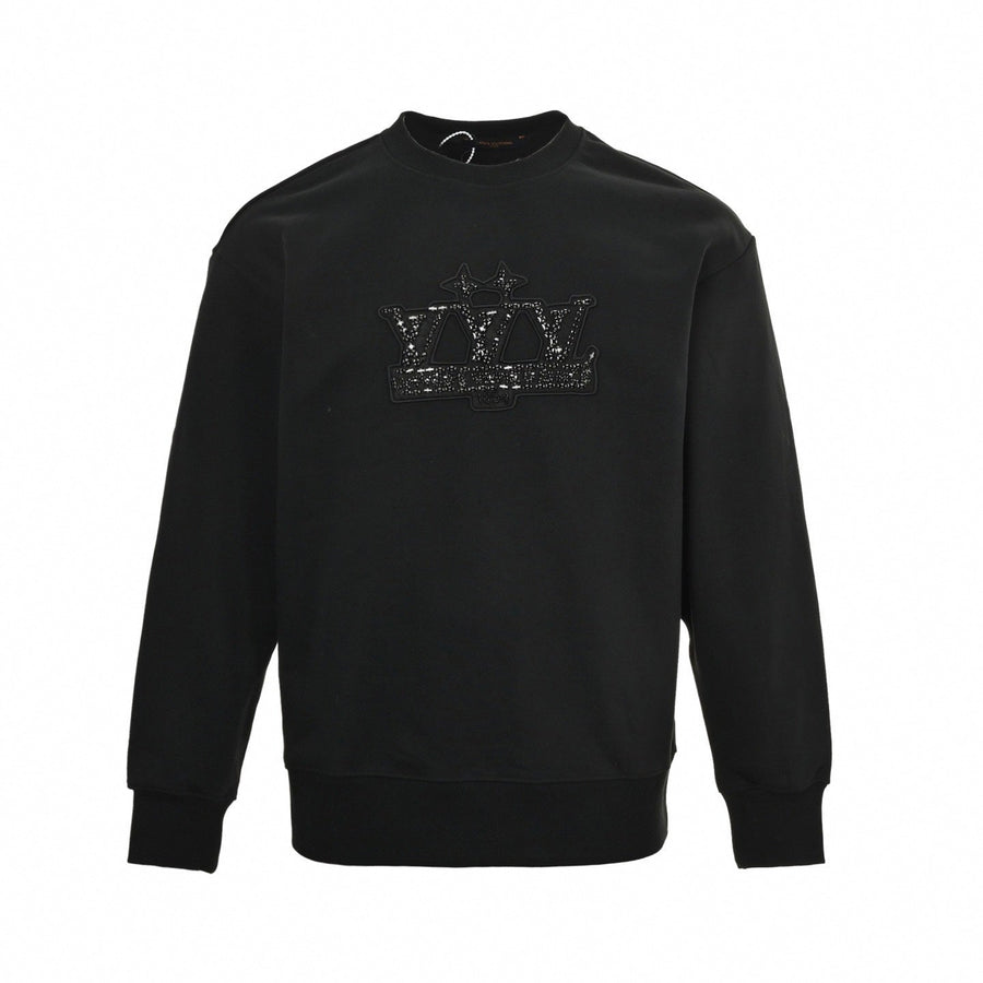 Louis Vuitton Embellished Crown Logo Crewneck Sweatshirt – Black