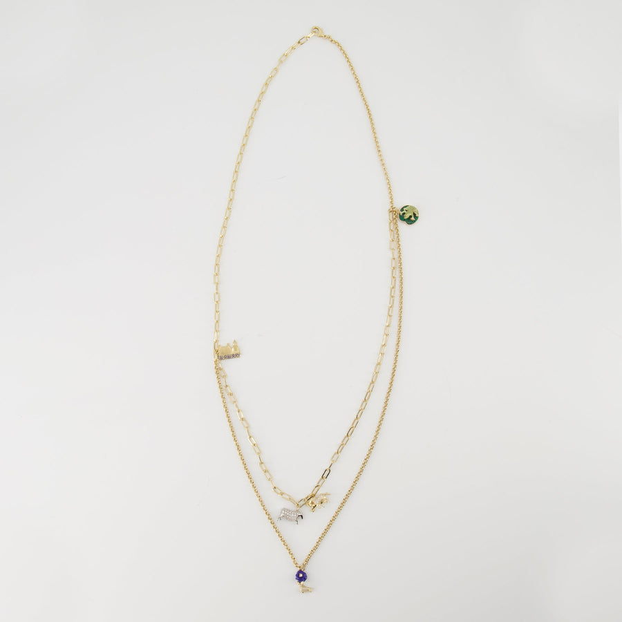Burberry Layered Charm Chain Necklace with Gem Accent