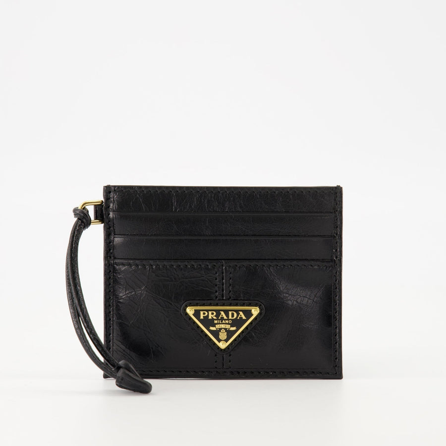 Prada Leather Card Holder with Strap