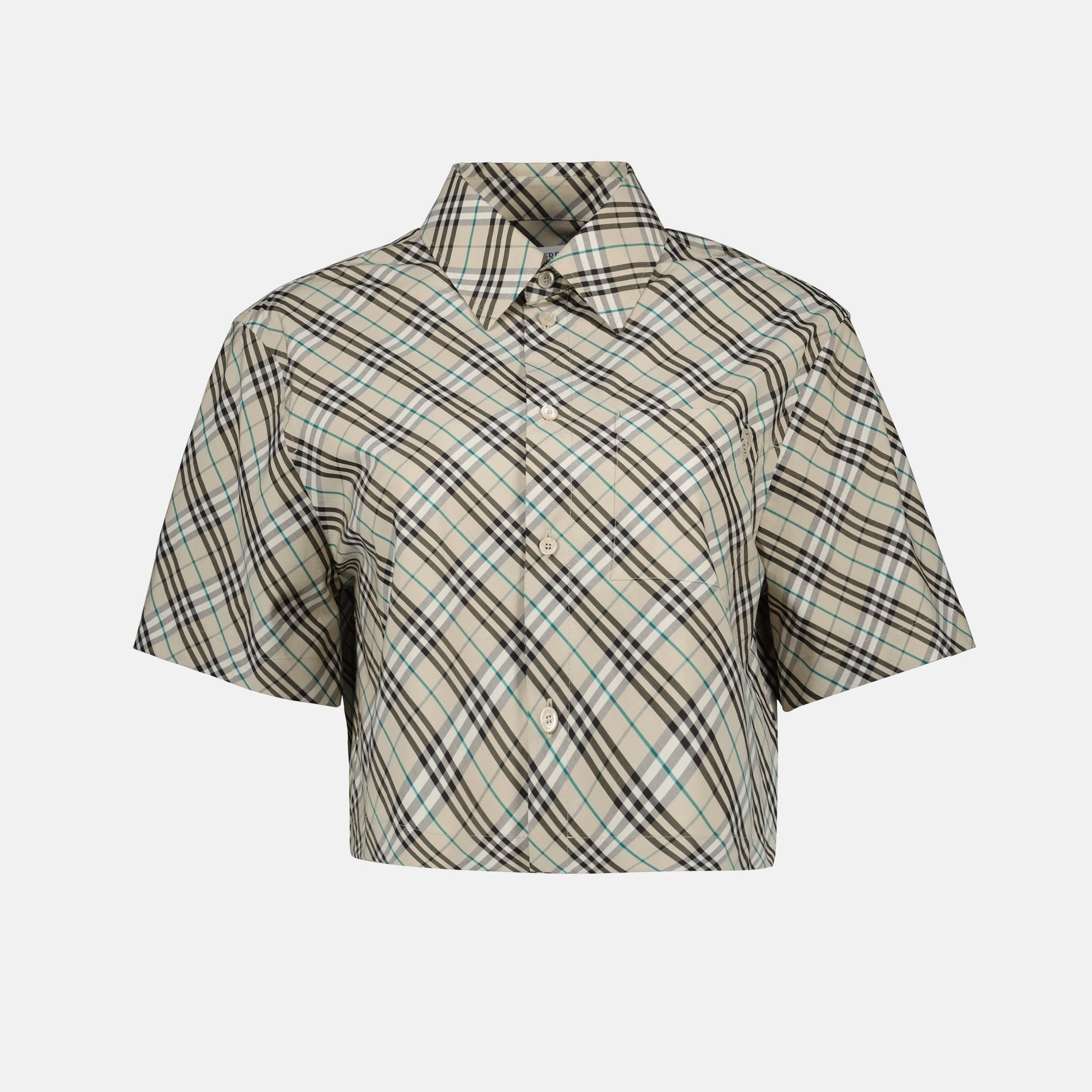 Burberry Cropped Short Sleeve Shirt-Ice Blue