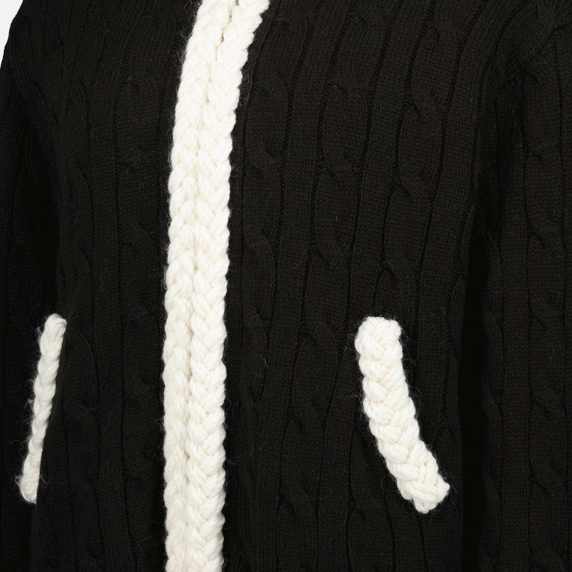 Moschino Black Cable-Knit Cardigan with Contrast Trim - image 3