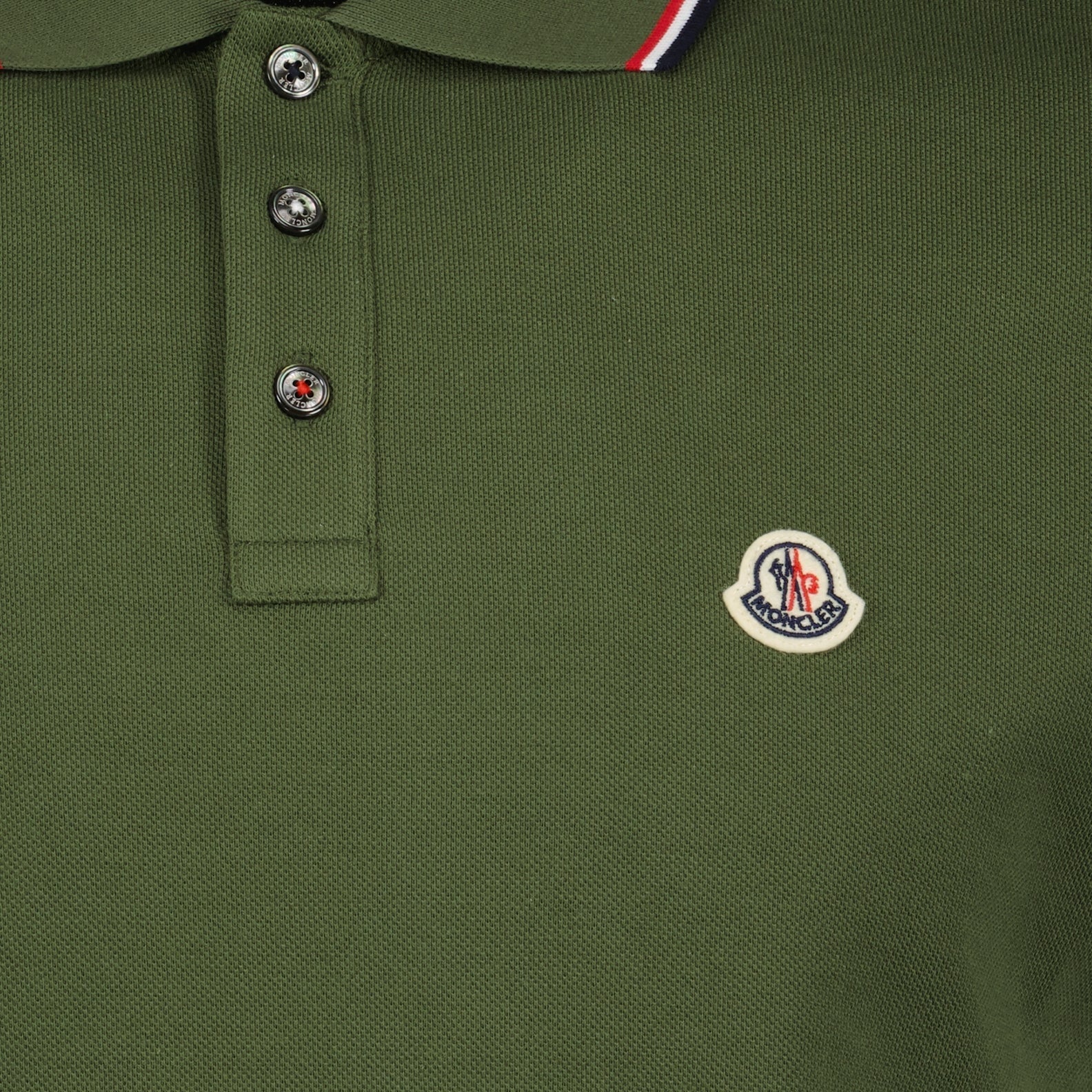 Moncler Moncler Olive Green Polo Shirt with Signature Tricolor Trim - image 5