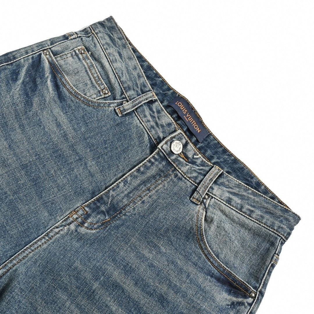 Louis Vuitton Slim-Fit Washed Denim Jeans with Embroidered Back Detail - image 4