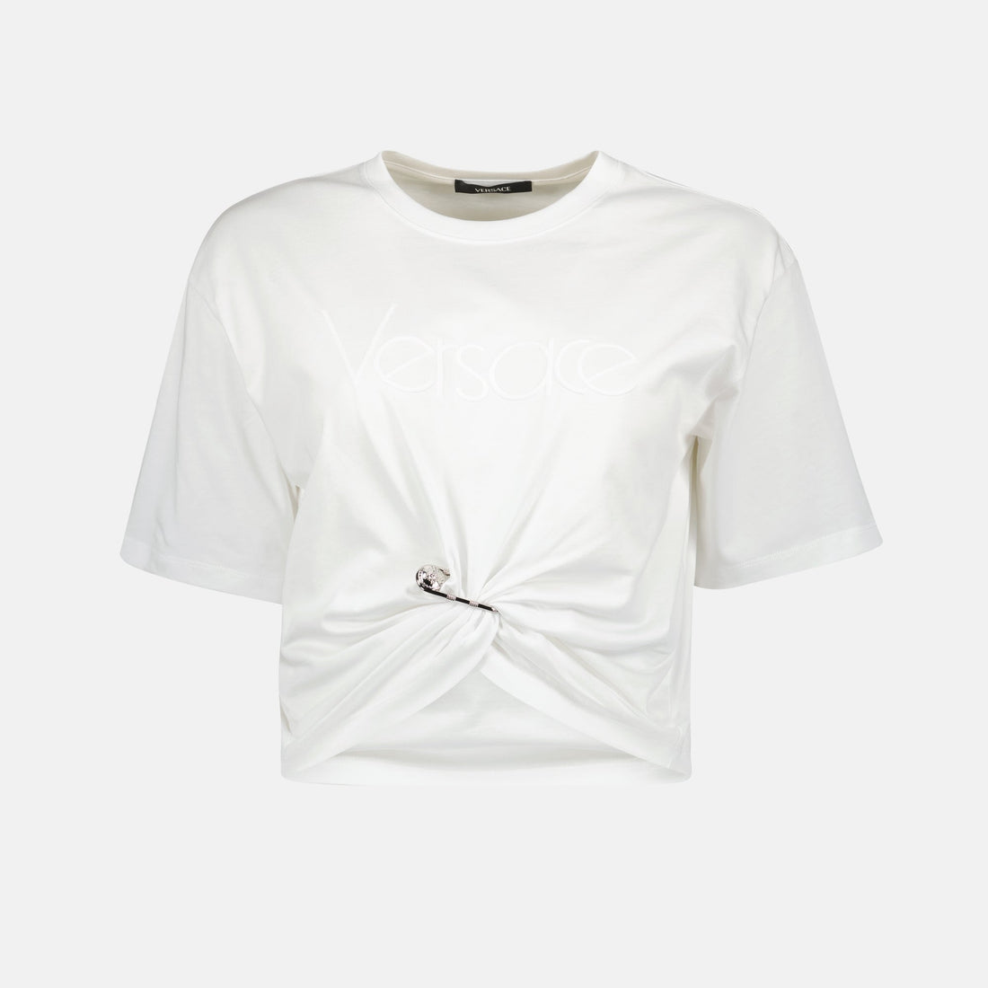 Logo Twist Crop T-Shirt -White