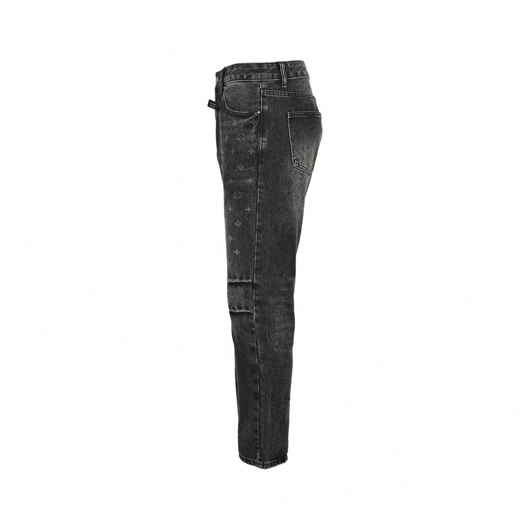 Louis Vuitton Black Washed Denim Jeans with Monogram & Cowboy Embroidery - image 3