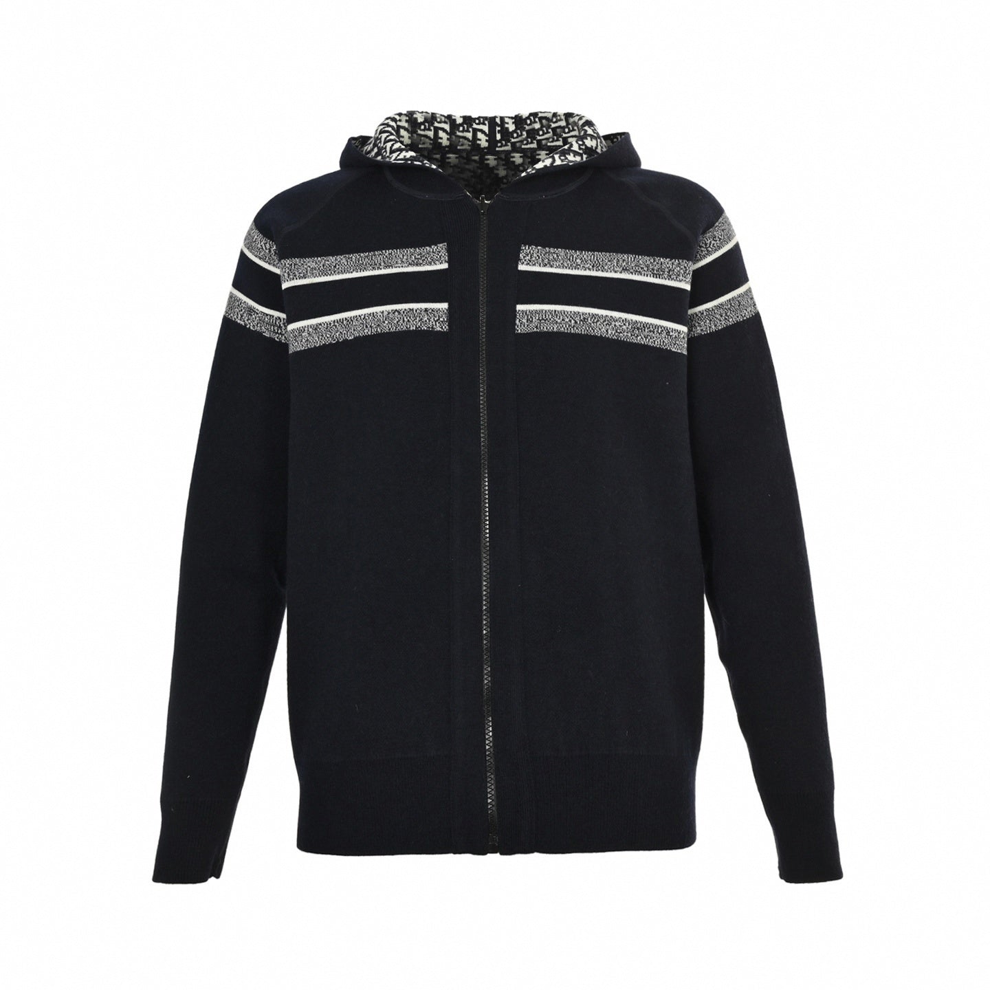 Dior Oblique Zip-Up Knit Hoodie