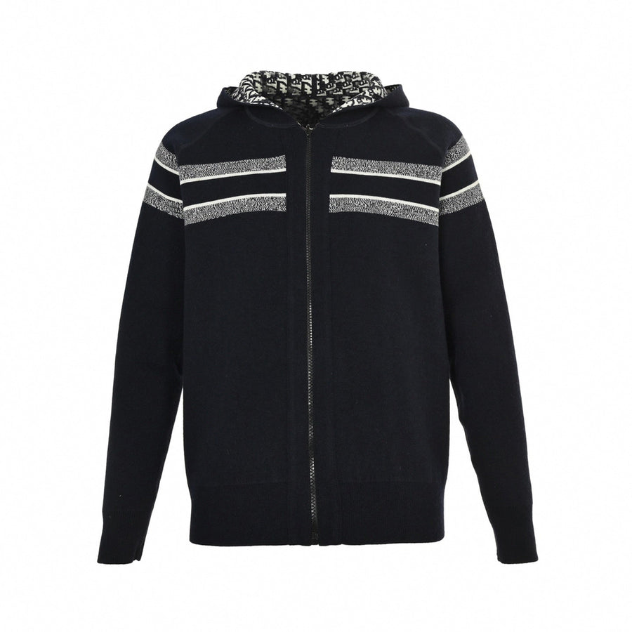 Dior Oblique Zip-Up Knit Hoodie