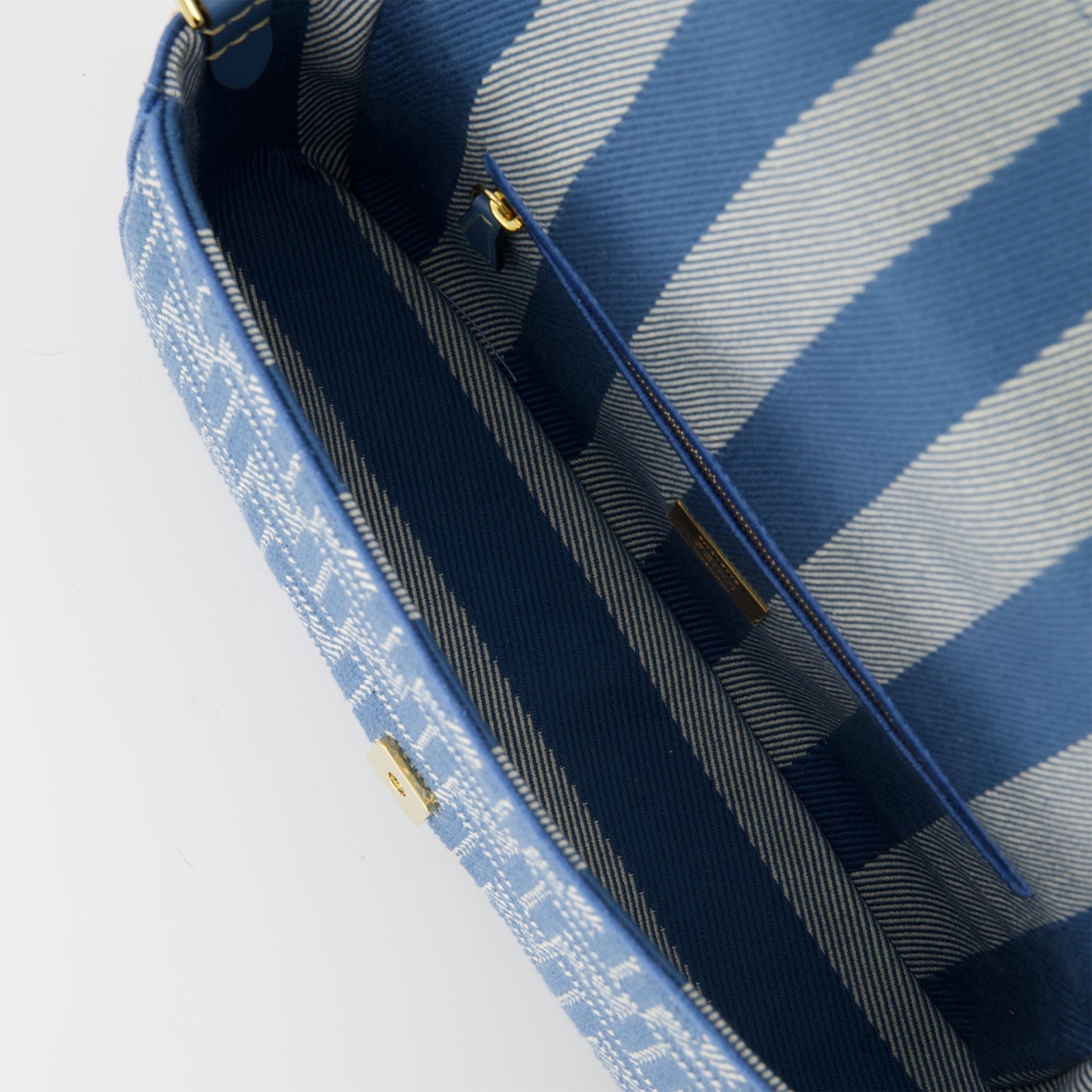 Fendi Baguette Shoulder Bag – Blue Jacquard - image 4