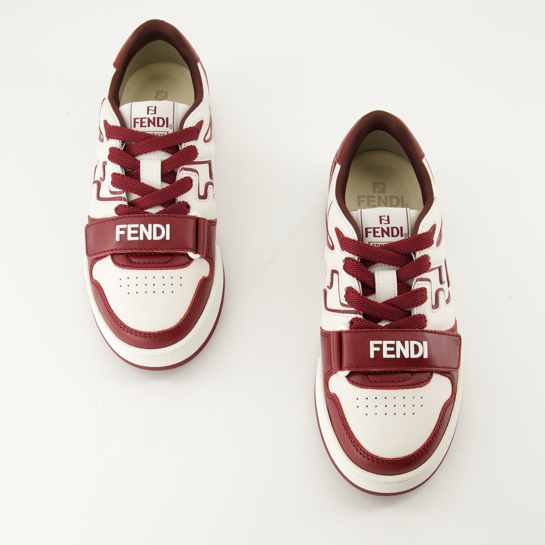 Fendi Burgundy & White Leather Sneakers - image 6