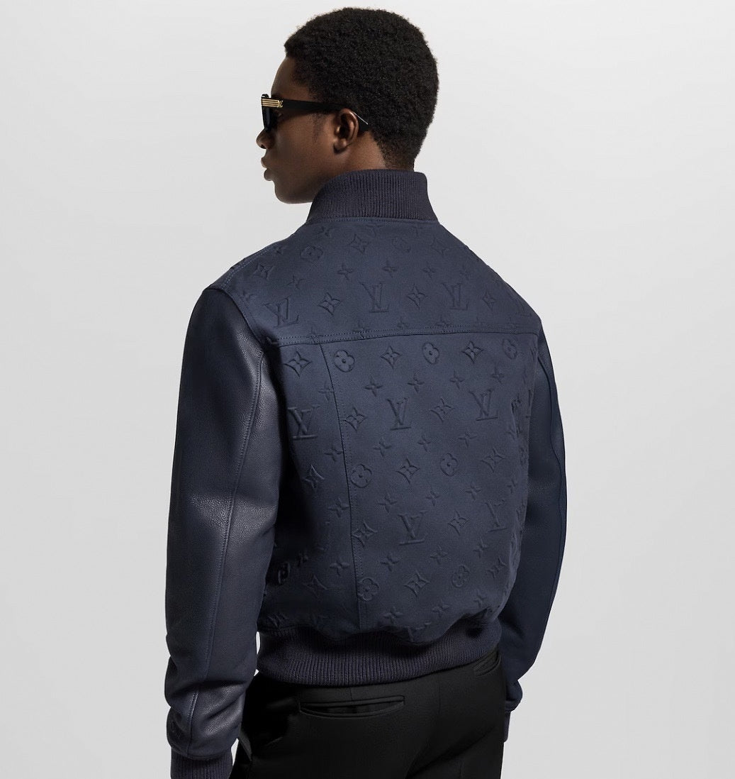 Louis Vuitton Navy Monogram Embossed Varsity Jacket - image 7