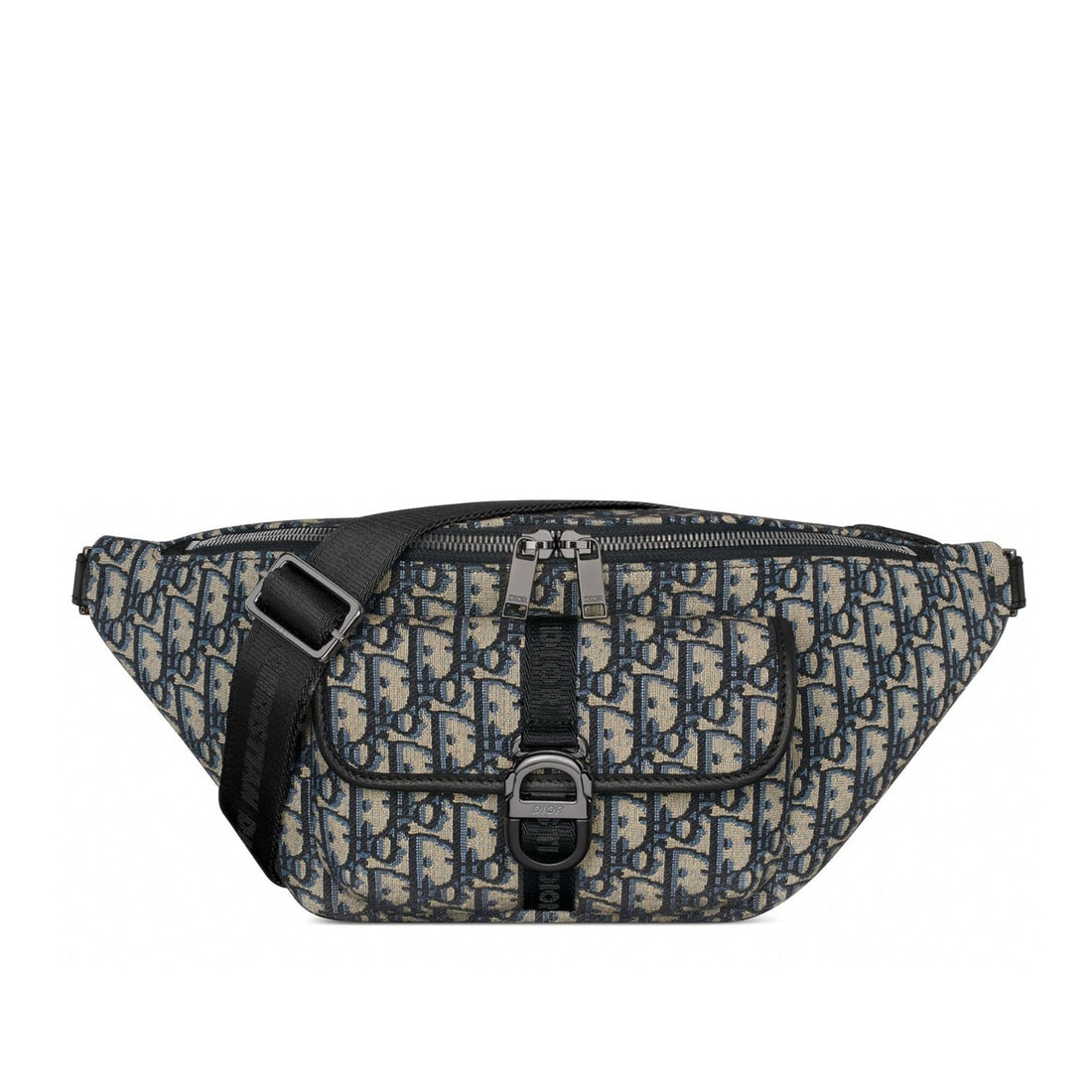 Oblique Jacquard Belt Bag Beige and Blue