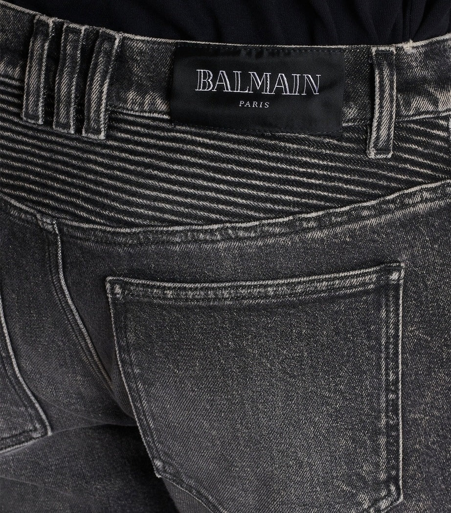 Balmain Biker Slim-Fit Denim Jeans - image 7