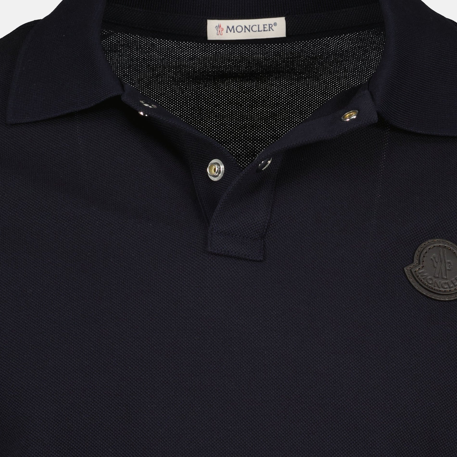 Moncler Navy Polo with Tonal Logo Patch - image 3