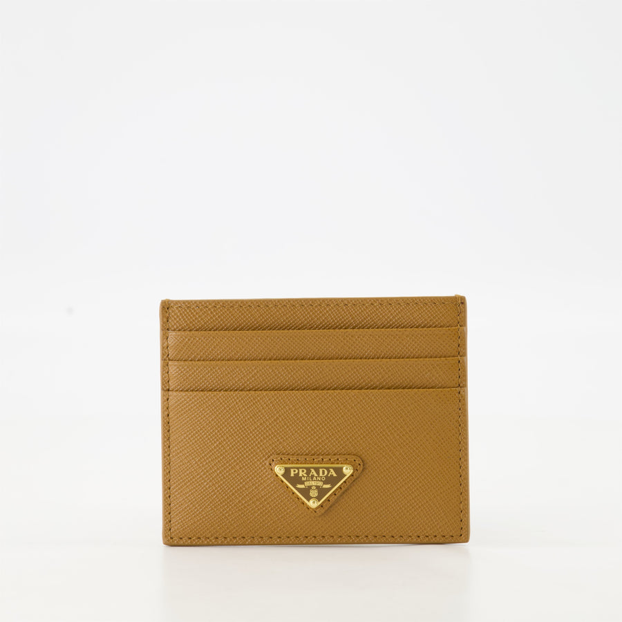 Prada Saffiano Leather Card Holder – Tan