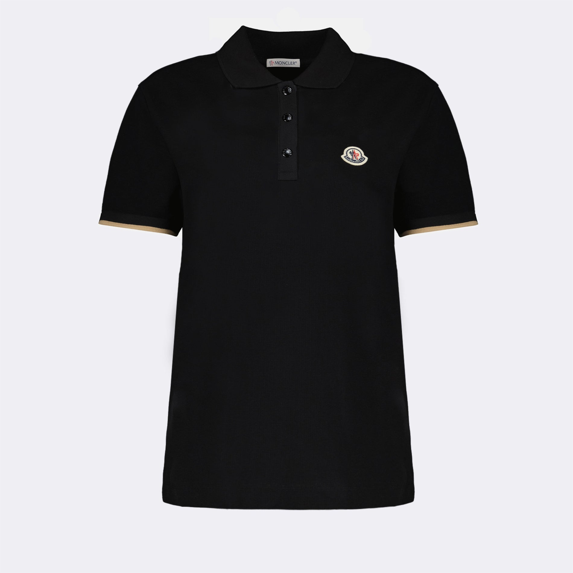 Moncler Women’s Black Polo Shirt with Contrast Trim