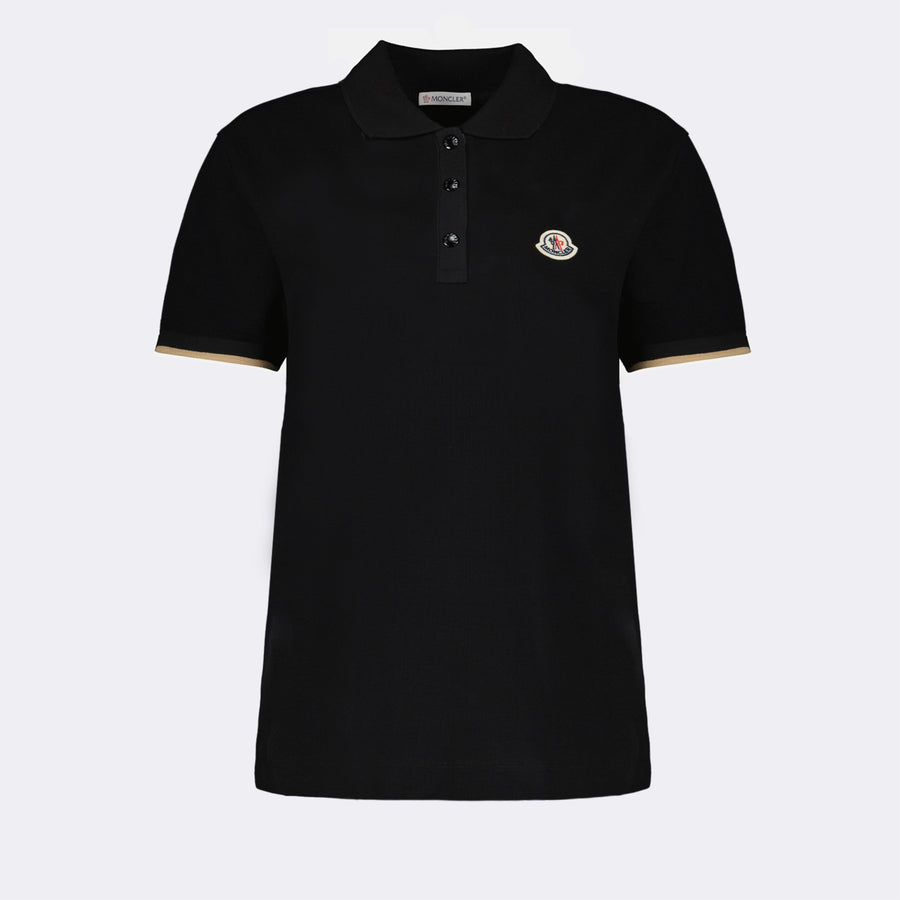 Moncler Women’s Black Polo Shirt with Contrast Trim